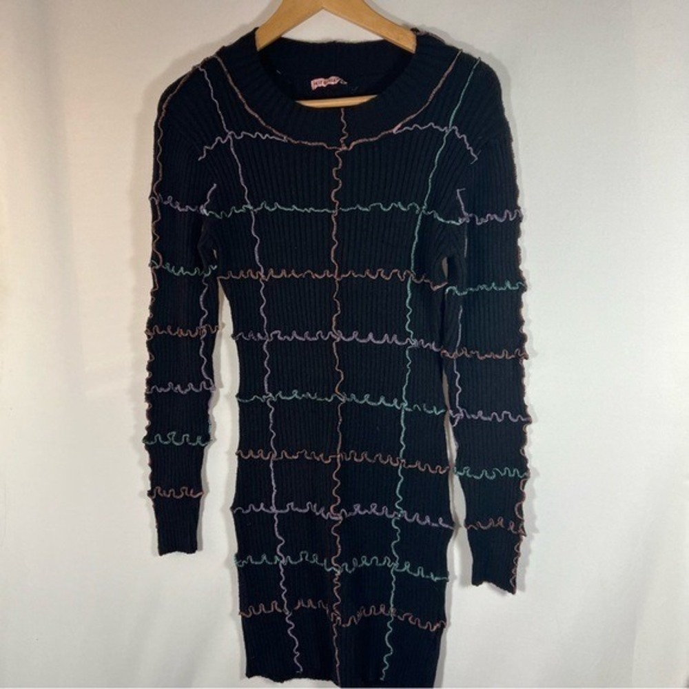 Black Stretchy Sweater Dress Size Large - Picture 2 of 13